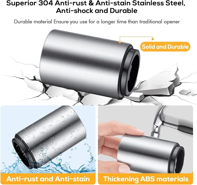 3PCS Premium Automatic Beer Bottle Opener, Magnet Stainless Steel Push Down Off - Image 5