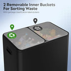 WLIVE 2 x 8 Gallon Stainless Steel Dual Trash Can, Double Trash Can Kitchen - Image 4