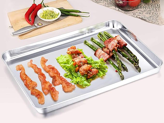 TeamFar Baking Sheet Set of 2, Baking Pans Tray Cookie Sheet Stainless Steel - Image 4