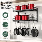 19"- 30" Expandable Hanging Pot Rack, 2 Tier Heavy Duty Wall Mounted Pots and - Image 6