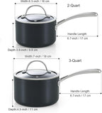 Cooks Standard Nonstick Sauce Pan Set, 2Qt & 3Qt Hard Anodized Saucepans - Image 2