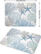 Nautical Dish Drying Mat for Kitchen Counter Coastal Seashell Starfish Summer - Image 2