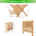 NOVAYEAH Bamboo Dish Drying Rack-2 Tier, Collapsible Small Dish Rack - Image 5