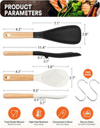 Cooking Spoon and Rice Scooper for Nonstick Cookwares, Wood Handle Spoon for - Image 2