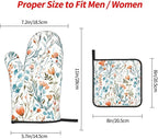 Teal Orange Watercolor Floral Oven Mitts and Pot Holders Sets of 3, Heat - Image 8