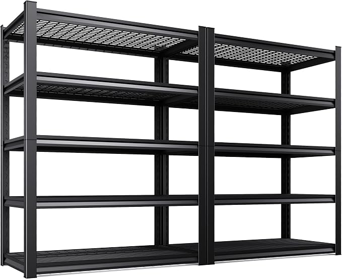 Set of 2 71"H Garage Shelving-3000LBS 5 Tier Storage Shelves, Adjustable Heavy by Unknown