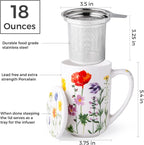 AmorArc Porcelain Tea Mug with Infuser and Lids, 18 Oz Coffee Cup Strainer with - Image 3