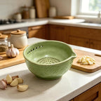 Garlic Grater Bowl 7-hole 2-in-1Kitchen Spanish Handheld Herb Stripper Ceramic - Image 5