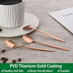 5.1Inch Stainless Steel Coffee & Tea Spoons Set, Rose Gold Teaspoon, Small - Image 7
