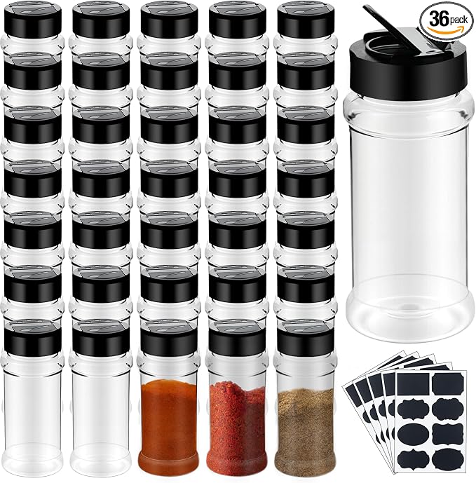 Ysglory 36 Pack 3 Oz Plastic Spice Jars Bottles Empty Seasoning Bottles by Ysglory