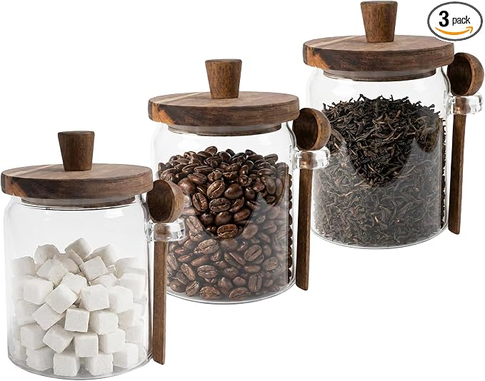 Set of 3 Glass Jars Containers by Piscepio