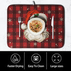 Santa Claus Christmas Dish Drying Mat Xmas Red and Black Buffalo Plaid - Image 4