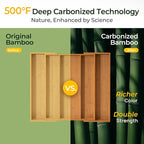 Carbonized Bamboo Kitchen Drawer Organizer, 5 Slots Expandable Silverware - Image 3