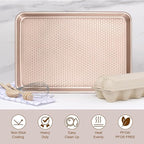 Wildone Baking Sheet Pan Set, Honeycomb Embossed Nonstick Baking Sheet 15x10 In - Image 7