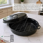Oval Roasting Pan with Lid and Rack 18" Large Roaster Pan Set Comes With Lron - Image 8