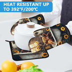 Highland Cow Sunflower Oven Mitts and Pot Holders Sets Heat Resistant 4Pcs - Image 5