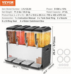 VEVOR Commercial Beverage Dispenser, 4 Tanks 12 L / 12.7 QT Per Tank Juice - Image 7