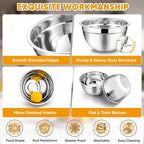 TeamFar Mixing Bowl Set of 5, 4.5/3/1.5/1/0.7 QT, Stainless Steel Metal Nesting - Image 4