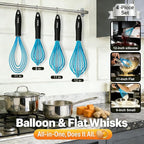 Anaeat Silicone Kitchen Whisk Set of 4, Milk and Egg Beater Blender - Image 7