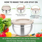 TeamFar Mixing Bowls with Airtight Lids, - Image 8