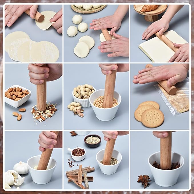 Patelai 30 Pieces Small Wooden Rolling Pin, Dumpling Dough Roller Wooden Mini - Image 5