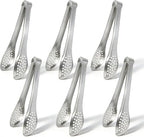 6 PCS Silver Serving Tongs for Party 7 Inch Stainless Steel Serving Utensils by IAXSEE