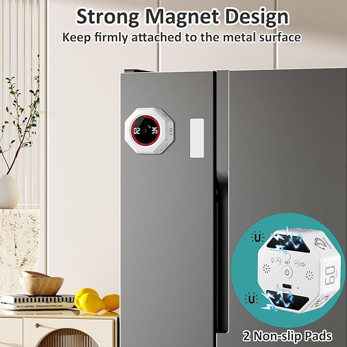Rechargeable Pomodoro Timer, Magnetic Kitchen Timer - Image 4