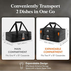 Lifewit Insulated Double Decker Casserole Carrier, Expandable Lasagna Lugger - Image 2