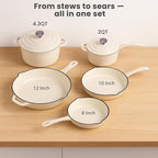 QuliMetal Enameled Cast Iron Cookware Set, 5-Piece Pots and Pans Set - Image 2