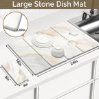 Large Stone Dish Drying Mat for Kitchen Counter, Foldable Water Absorbing - Image 2