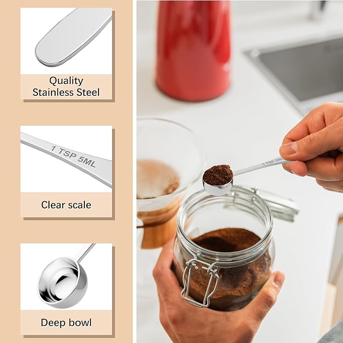 2PCS 1tsp Single Measuring Spoon, Stainless Steel Individual Teaspoon, Metal - Image 3