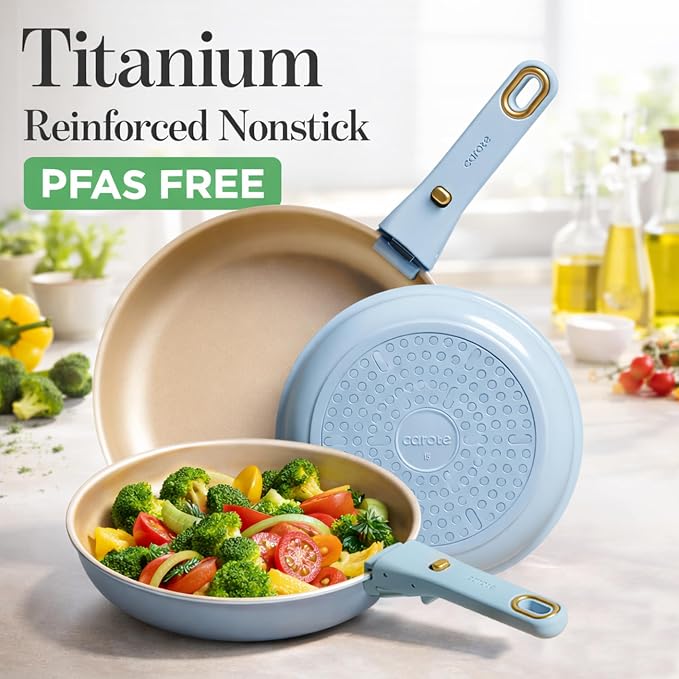 CAROTE 18Pcs Pots and Pans Set, Titanium kitchen Pan Set, Nonstick Cookware Set - Image 2