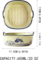 2 Pack Ceramic Baking Dish, 6.7-inch Vintage Fish Design Square Baking Dishs - Image 5