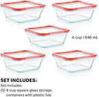 Pyrex Freshlock Glass Food Storage Containers Set, Airtight & Leakproof Plastic - Image 2