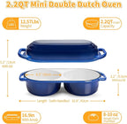 Mini Double Dutch Oven For Sourdough Bread Baking, 2.2QT Enameled Cast Iron - Image 5