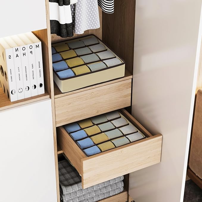 Joyoldelf Sock Drawer Organizer Divider Underwear Organizer 16-cell Fabric - Image 6
