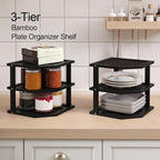 VERTORGAN 3 Tier Bamboo Corner Shelf, Dish Drying Rack, Plate Organizer - Image 4