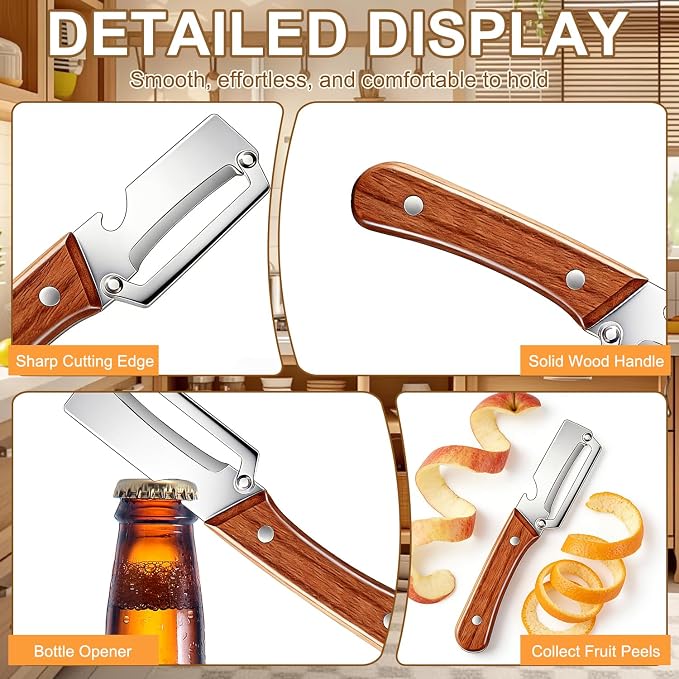 2Pcs Multi-Functional Vegetable Peeler, Zero Snag Wooden Peeler, Zero Snag - Image 4