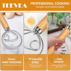 TEEVEA Danish Dough Whisk for Bread Sourdough, Wooden Handle & Stainless Steel - Image 5