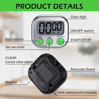 Leumoi 24 Pcs Digital Kitchen Timers Magnetic Back Timers Bulk Large Screen - Image 3