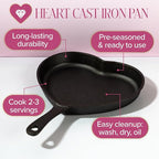 Paris Hilton Pre-Seasoned Cast Iron Heart Skillet Pan, Heavy-Duty Frying Pan - Image 2