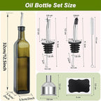 2-Pack Olive Oil Dispenser Bottle Set - 17oz/500ml Dark Green Glass Oil and - Image 2