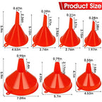 DEDC Oil Funnels Plastic Set for Car Automotive Kitchen Mini Small Large Red - Image 2