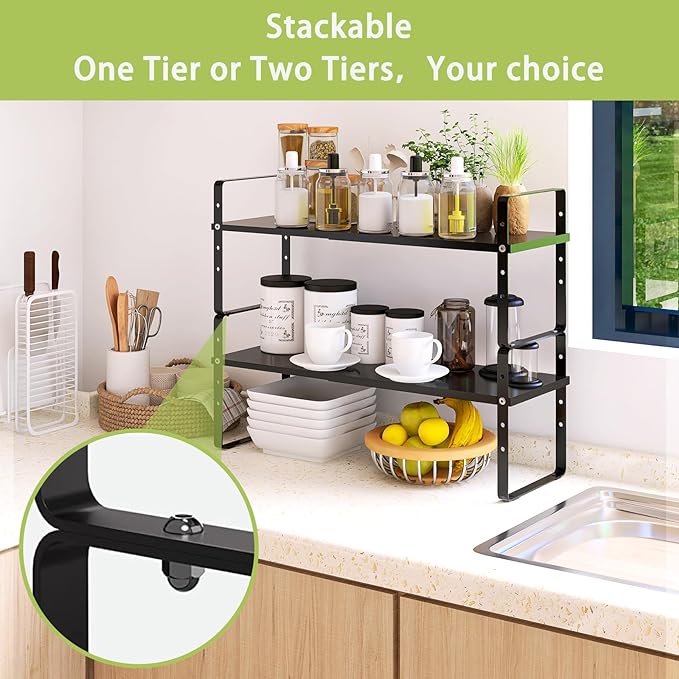 Across-Star Expandable Cabinet Shelf Organizer Rack, Stackable Kitchen Counter - Image 6
