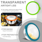 HaWare Mixing Bowls with Airtight Clear Lids, 6-Piece Stainless Steel Strong - Image 3