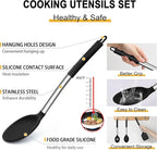 Silicone Cooking Utensils Set, E-far 14-Piece Black Kitchen Utensils Set - Image 5