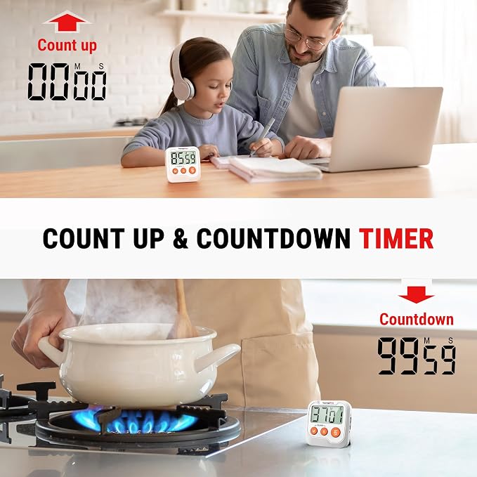 TempPro TM03 Digital Timer for Kids & Teachers, Kitchen Timers for Cooking - Image 5