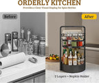 Rotating Spice Rack with Paper Towel Holder, 2 Tier Turntable Lazy Susan - Image 6