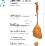FAAY 13.5” Left-Hand Stir Fry Spatula – True Left-Hand Angled Teak Wooden Turner - Image 2