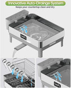 2 Tier Dish Drying Rack, Thicker Premium 304 Stainless Steel Dish Racks - Image 5